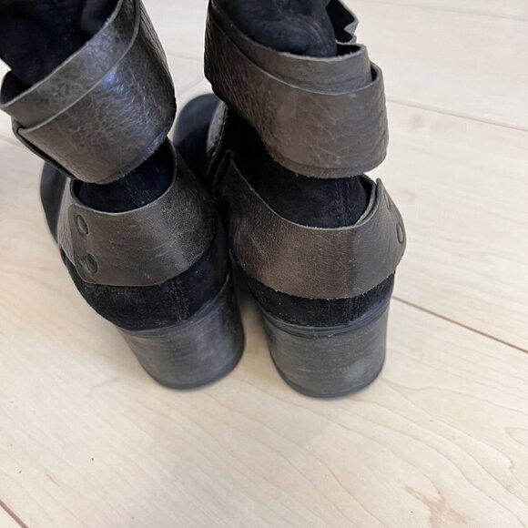 MJUS Knee High Black Suede Boots With Grey Harness Detail Sz 40 - Picture 7 of 12